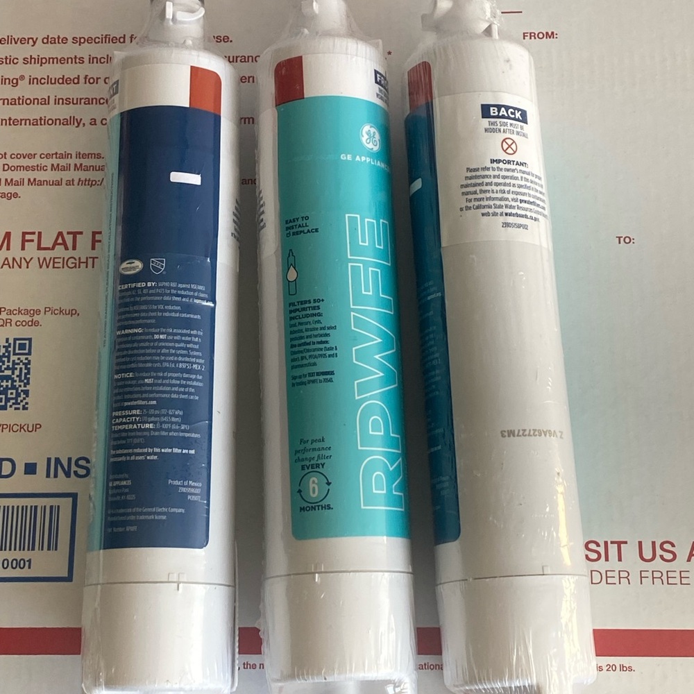 New Genuine 3 Pack GE RPWFE Refrigerator Replacement Water Filter WITH CHIP